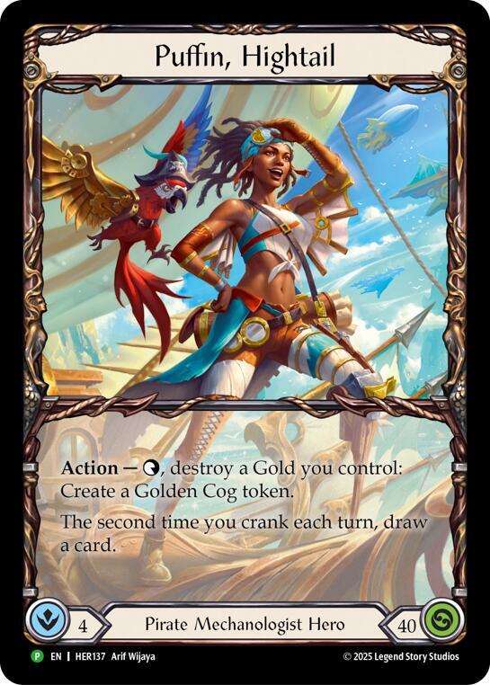 Action — {t}, destroy a Gold you control: Create a Golden Cog token.
The second time you crank each turn, draw a card.