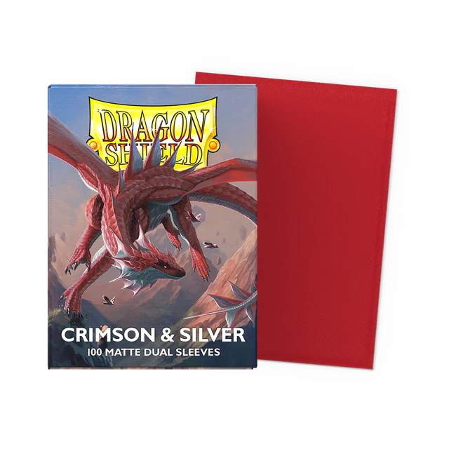 Dragon Shield - Dual Matte Sleeves - Crimson & Silver