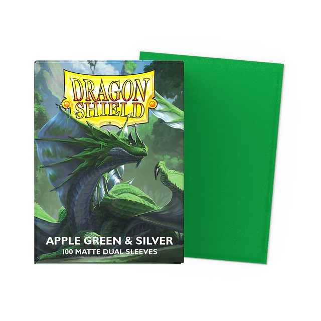Dragon Shield - Dual Matte Sleeves - Apple Green & Silver