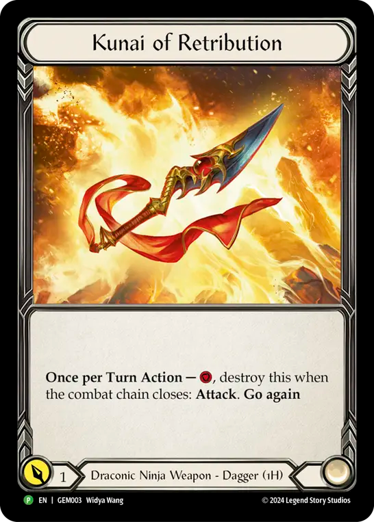 Once per Turn Action — {r}, destroy this when the combat chain closes: Attack. Go again