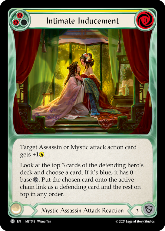Intimate Inducement (Yellow) - Part the Mistveil - Flesh & Blood TCG - FaB Foundry Intimate Inducement (Yellow) - Part the Mistveil - Flesh & Blood TCG - FaB Foundry