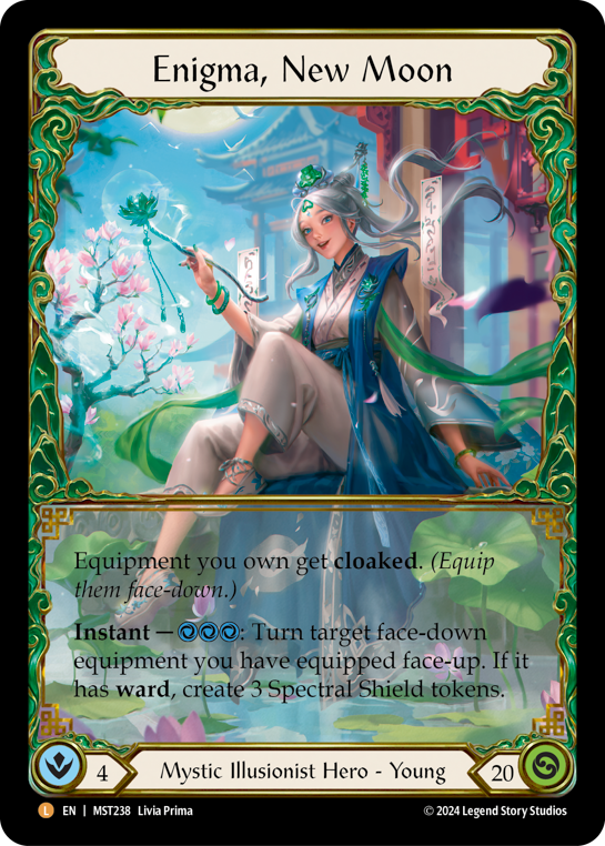 スリーブ + Moonプレイマット New 【FaB】Enigma, + Moon New 新月のエニグマ/Enigma, 幻術士] Foil》[神秘 JP】《Rainbow おまけ その他