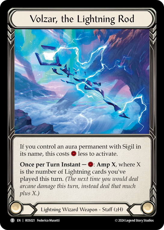 Volzar, the Lightning Rod (Cold Foil) - Rosetta - Flesh & Blood TCG - FaB Foundry Volzar, the Lightning Rod (Cold Foil) - Rosetta - Flesh & Blood TCG - FaB Foundry