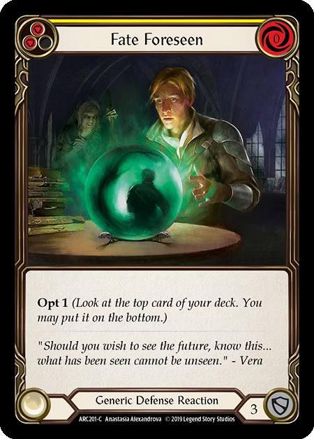 fate foreseen プロモ Flesh and blood Fab Fate Foreseen Yellow - Flesh & Blood TCG - Arcane Rising