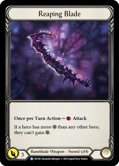 Reaping Blade - Flesh & Blood TCG - Crucible of War – FaB Foundry Reaping Blade - Flesh & Blood TCG - Crucible of War – FaB Foundry