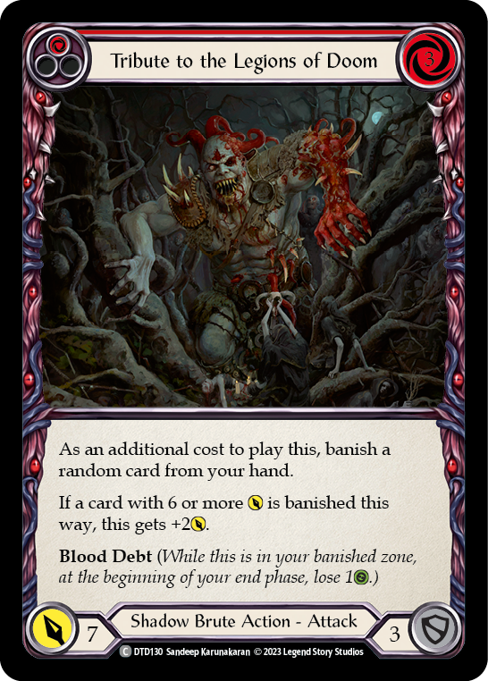 mtg tribute cards Tribute to the Legions of Doom (Red) - Dusk Til Dawn - Flesh & Blood TCG
