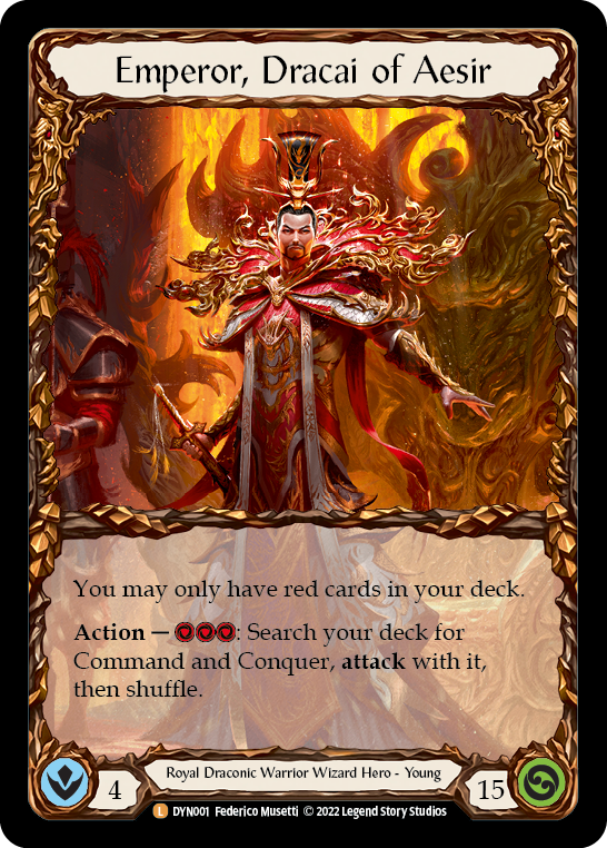 Emperor Dracai of Aesir - Dynasty - Flesh & Blood TCG - FaB Foundry Emperor Dracai of Aesir - Dynasty - Flesh & Blood TCG - FaB Foundry