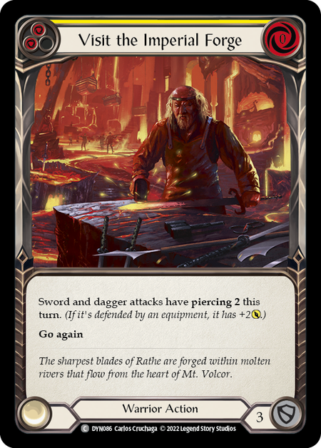 Visit the Imperial Forge - Yellow - Dynasty - Flesh & Blood TCG - FaB Foundry Visit the Imperial Forge - Yellow - Dynasty - Flesh & Blood TCG - FaB Foundry