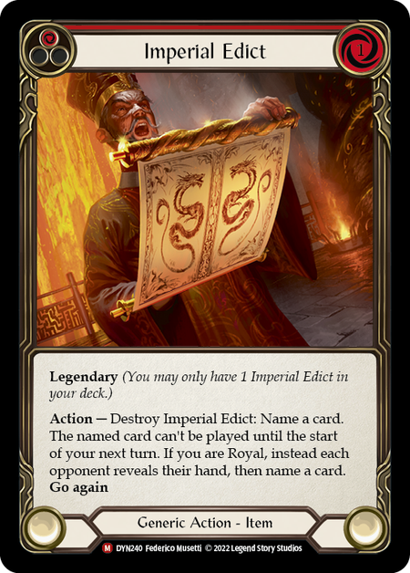 Imperial Edict - Dynasty - Flesh & Blood TCG - FaB Foundry Imperial Edict - Dynasty - Flesh & Blood TCG - FaB Foundry