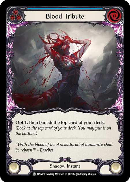 Blood Tribute - Blue - Flesh & Blood TCG - Monarch FaB Foundry Blood Tribute - Blue - Flesh & Blood TCG - Monarch FaB Foundry