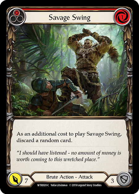 Savage Swing Red- Flesh & Blood TCG - Welcome to Rathe – FaB Foundry Savage Swing Red- Flesh & Blood TCG - Welcome to Rathe – FaB Foundry