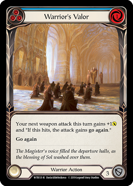 Warrior's Valor Blue - Flesh & Blood TCG - Welcome to Rathe – FaB Warrior's Valor Blue - Flesh & Blood TCG - Welcome to Rathe – FaB